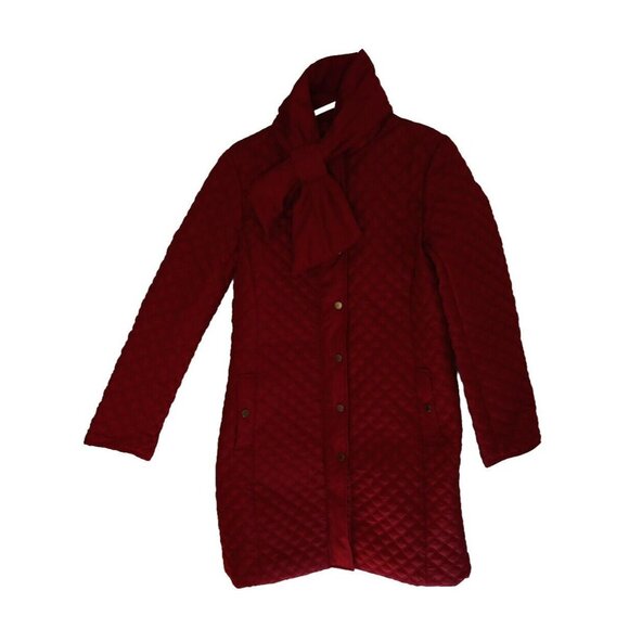Isaac Mizrahi Jackets & Blazers - Isaac Mizrahi Live Coat Women's 2 Red Neck Bow Quilted Zip Snap Long Length